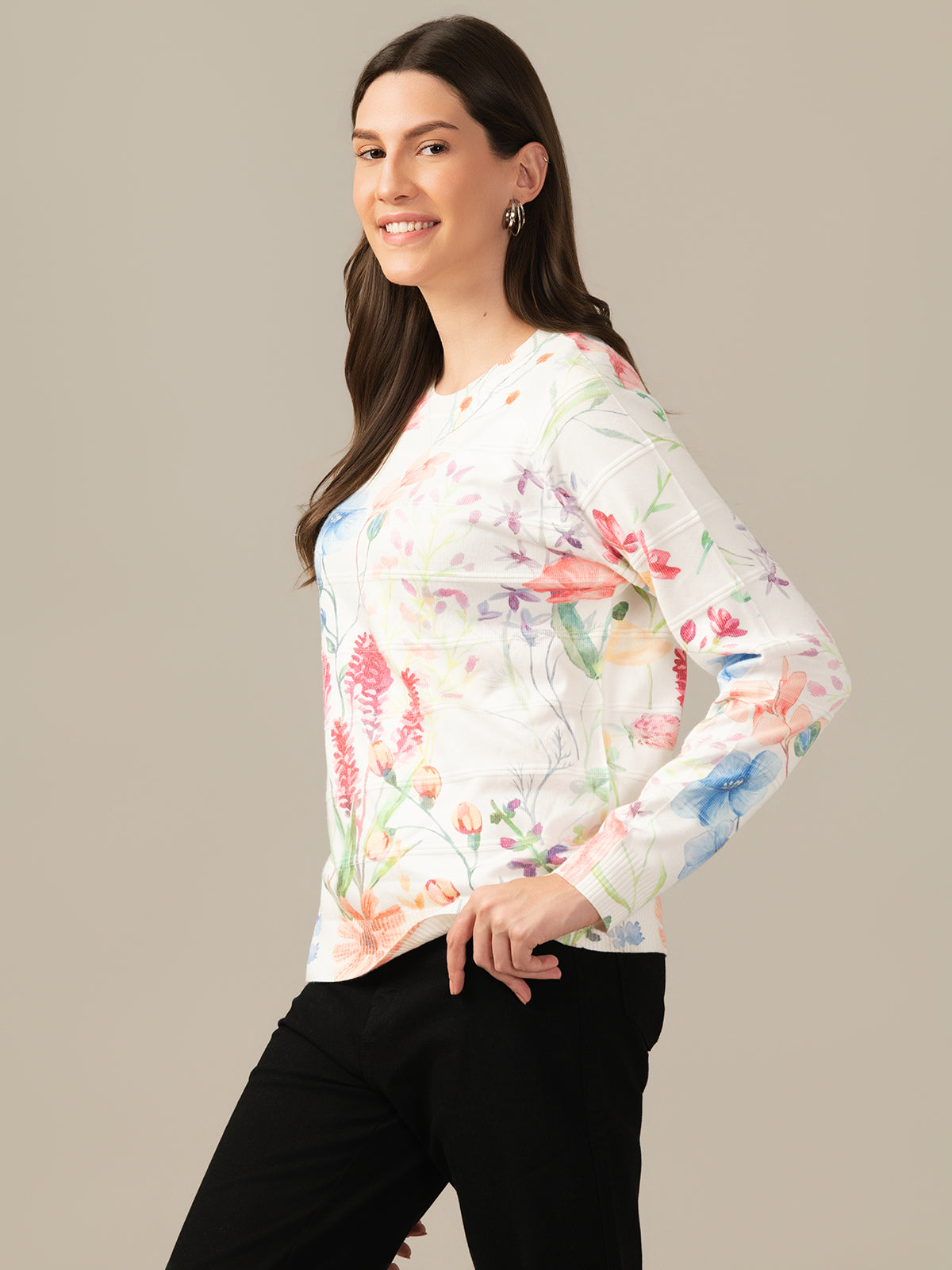 Muskan Albion Women & Girls Premium Cream Stretch Sweatshirt – Cozy & Stylish