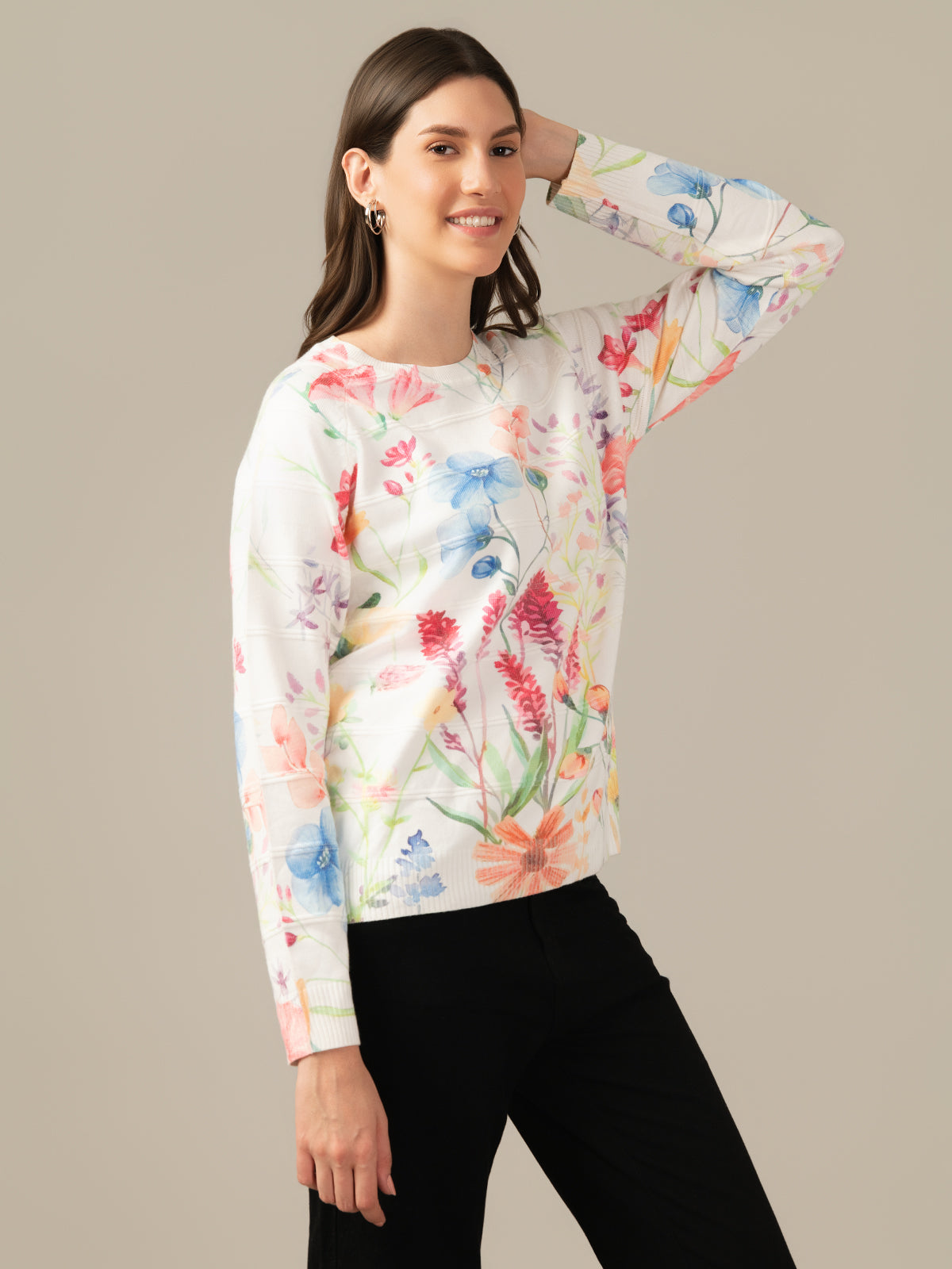 Muskan Albion Women & Girls Premium Cream Stretch Sweatshirt – Cozy & Stylish