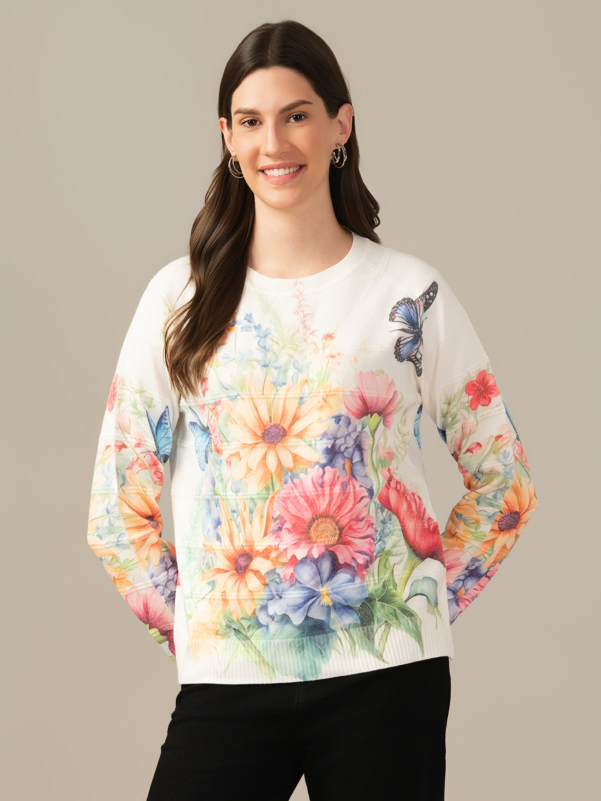 Muskan Albion Women & Girls Premium off-White Stretch Sweatshirt – Cozy & Stylish