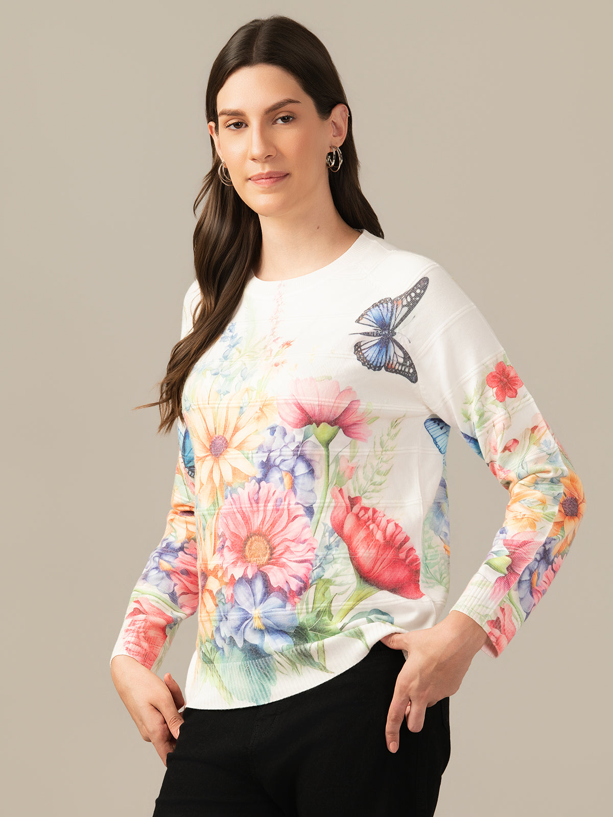 Muskan Albion Women & Girls Premium off-White Stretch Sweatshirt – Cozy & Stylish