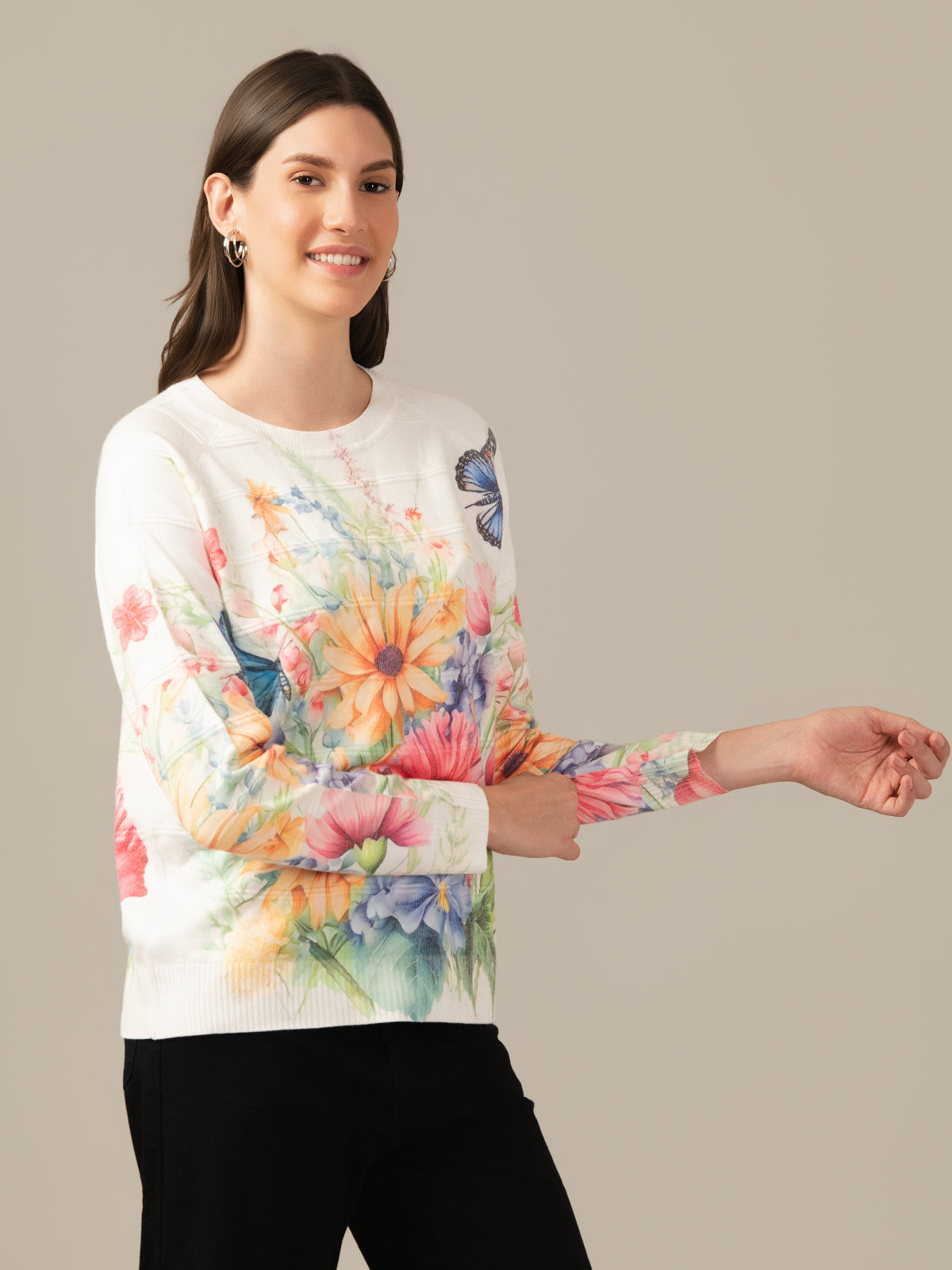 Muskan Albion Women & Girls Premium off-White Stretch Sweatshirt – Cozy & Stylish