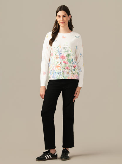 Muskan Albion Women & Girls Premium  Coconut White  Stretch Sweatshirt – Cozy & Stylish