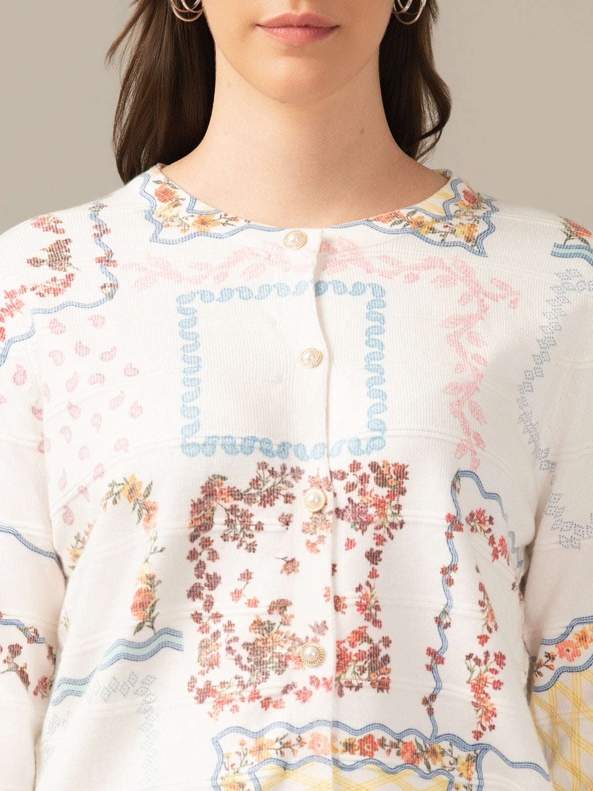 WOMEN STYLISH CARDIGAN WHITE TOP