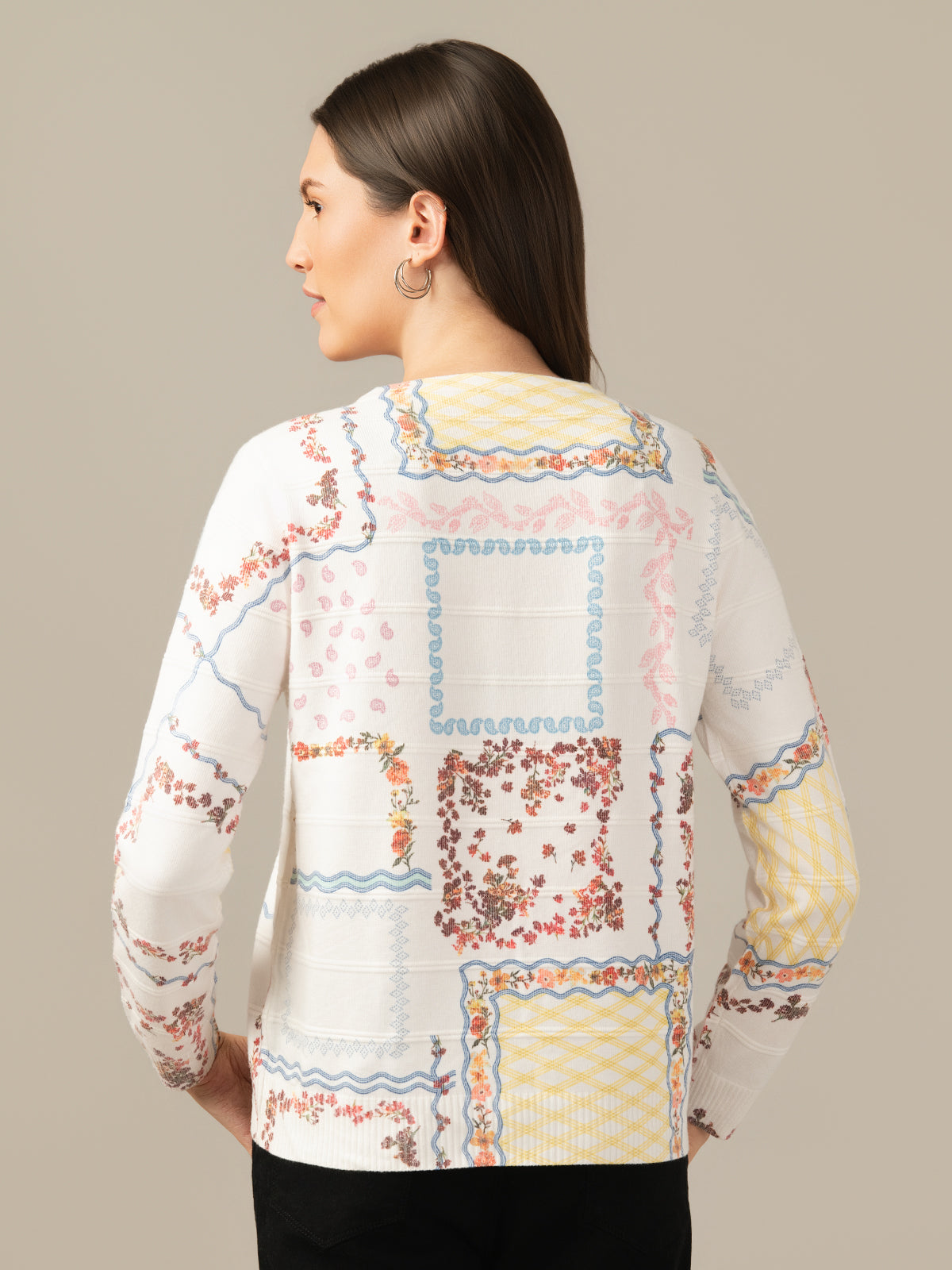WOMEN STYLISH CARDIGAN WHITE TOP