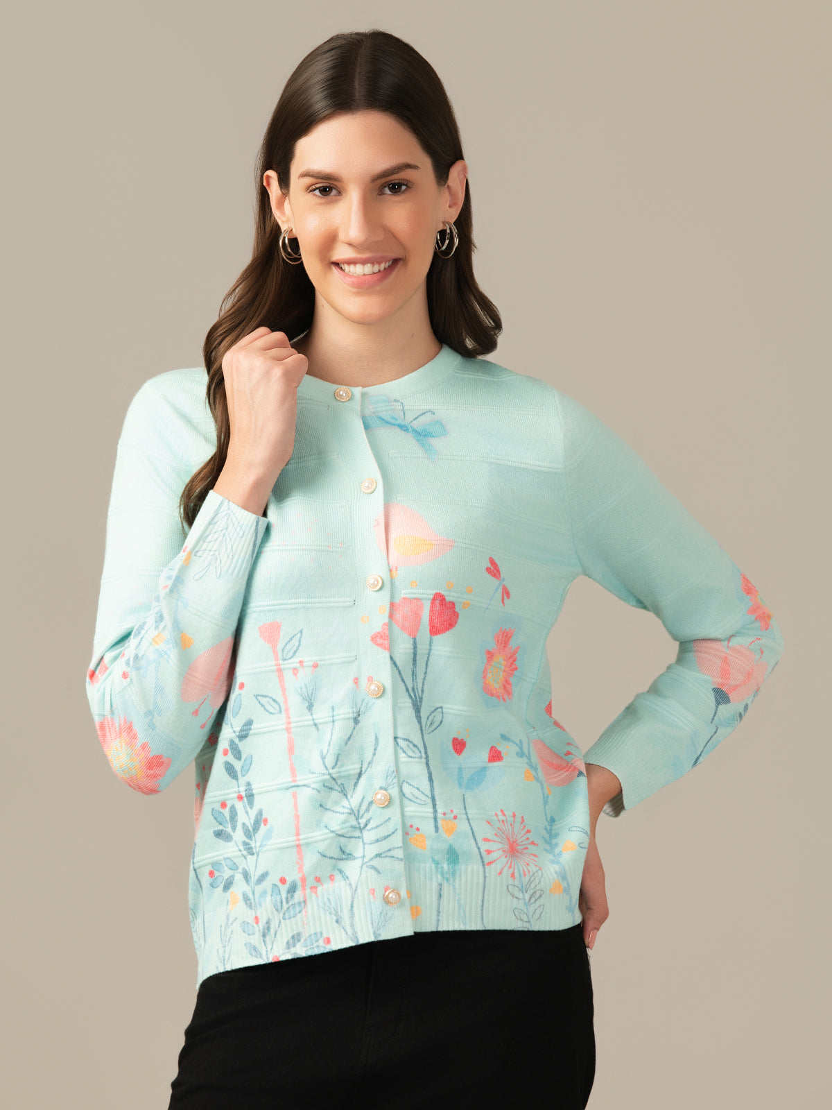 ALBION Women’s  Chicago Winter Cardigan -  Turquoise