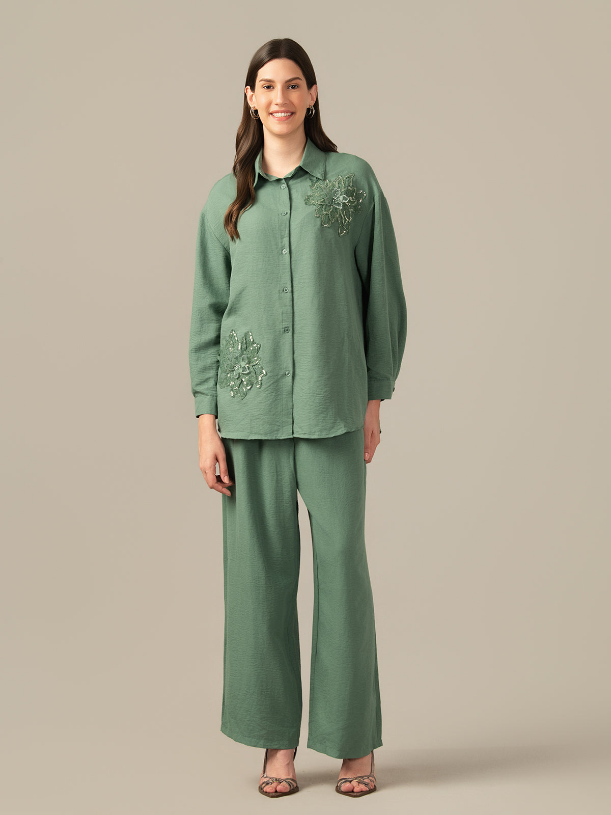 LADIES CHICAGO GREEN CORD-SET