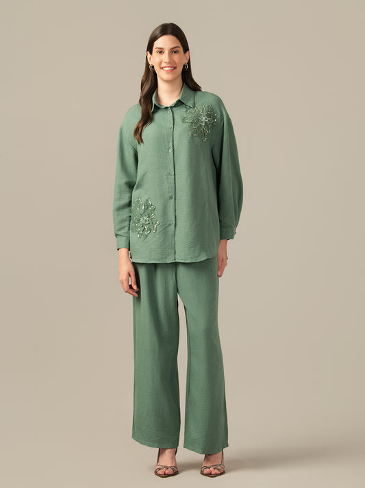 LADIES CHICAGO GREEN CORD-SET