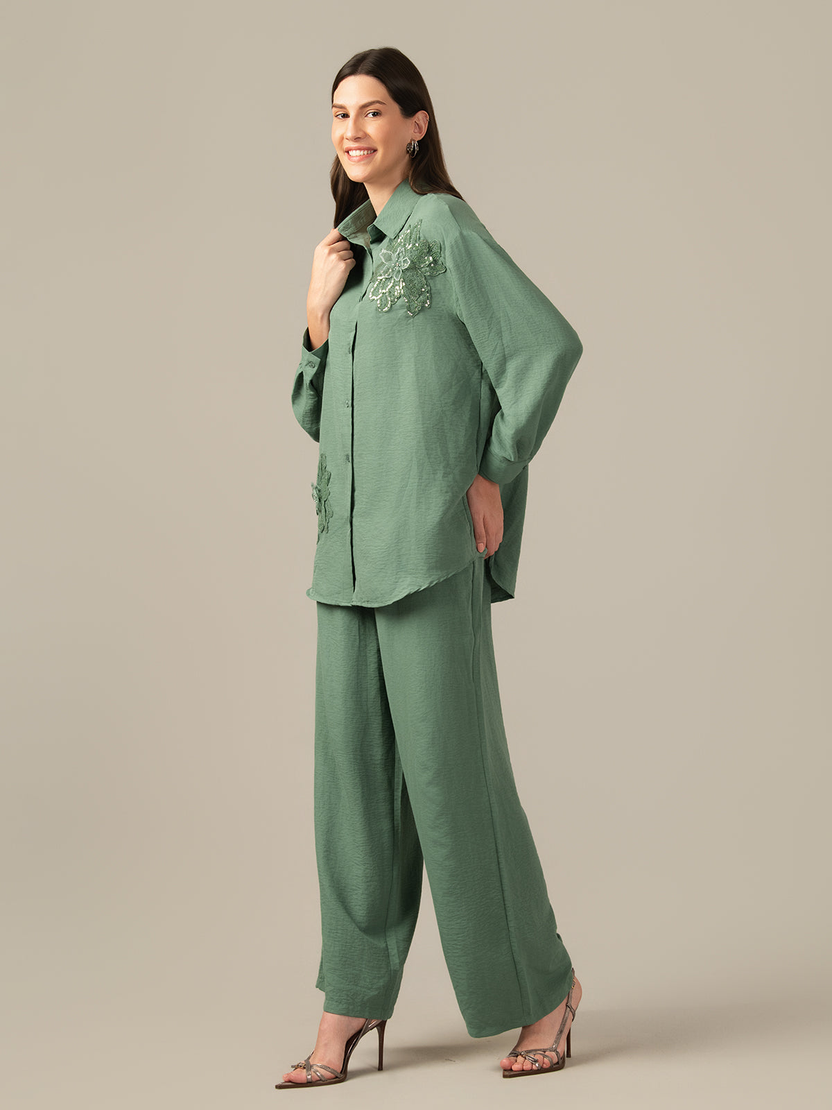 LADIES CHICAGO GREEN CORD-SET