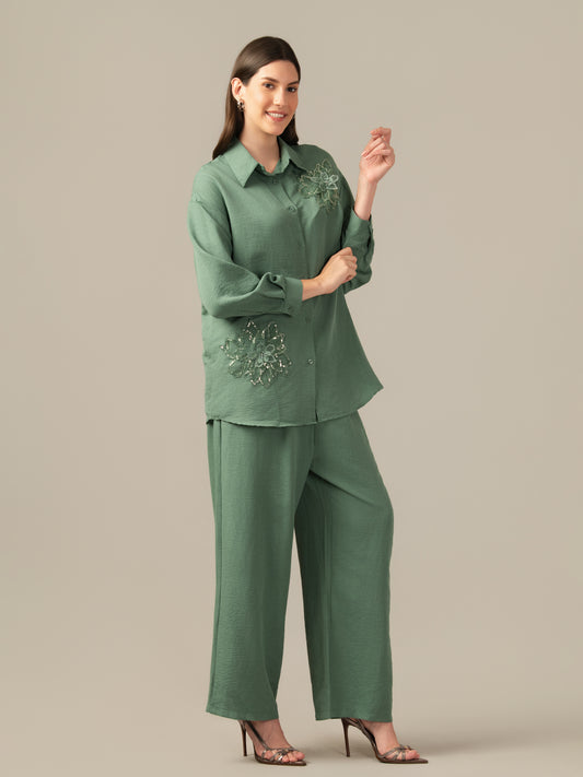 LADIES CHICAGO GREEN CORD-SET