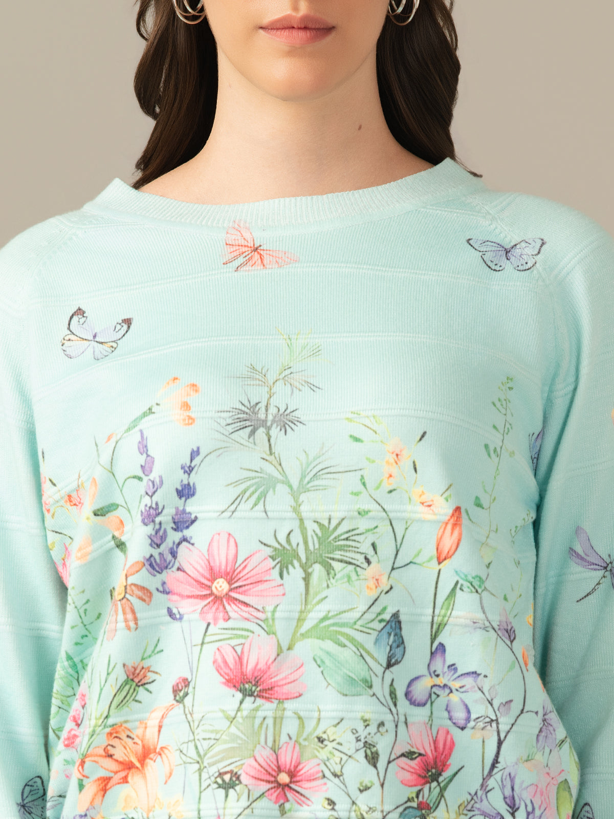 Women’s Wool Knit Sweatshirt – Everyday Comfort Skyblue