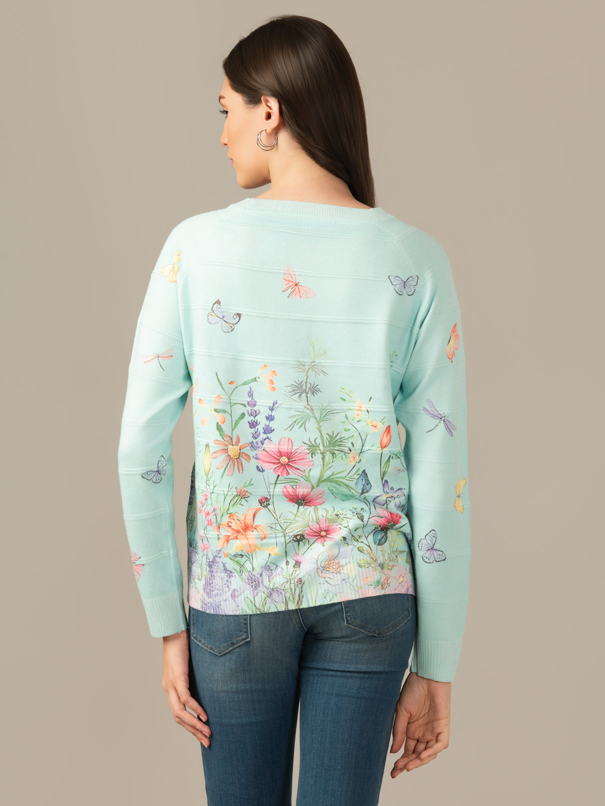 Women’s Wool Knit Sweatshirt – Everyday Comfort Skyblue