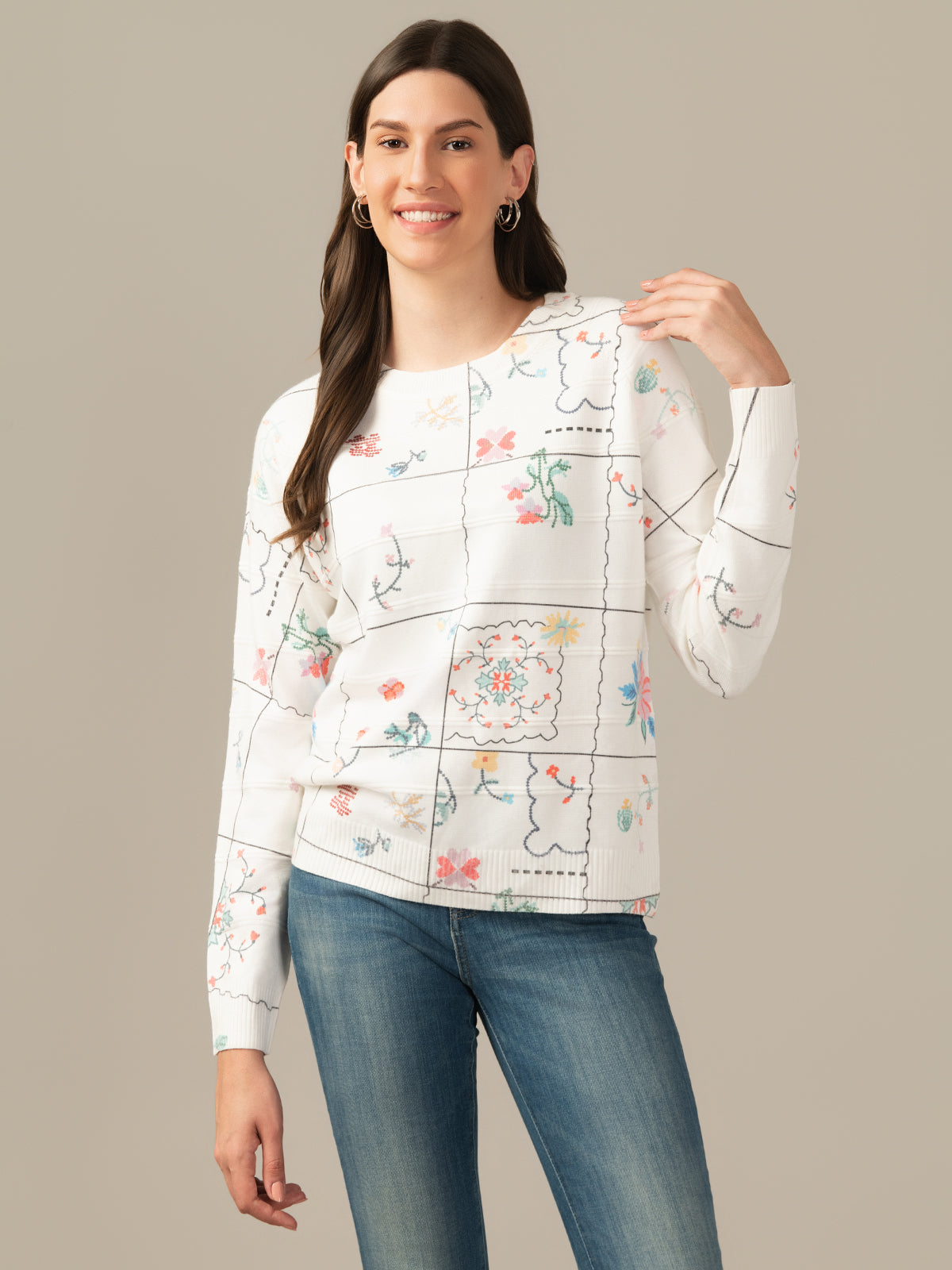 Muskan Albion Women & Girls Premium Snow White Stretch Sweatshirt – Cozy & Stylish