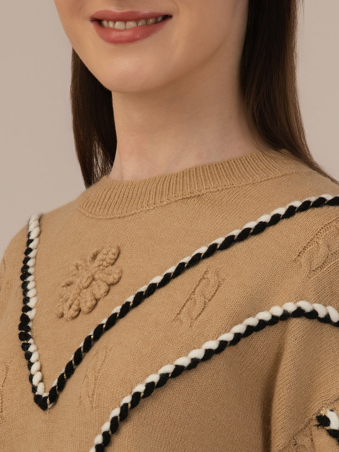 Albion Women’s Cozy Wool Sweater – Warm Winter Wear – Khaki