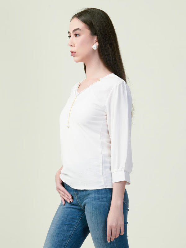 Albion Premium Ladies Oil Cream Top Elegant Casual Top for Daily & Office Wear