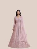 Albion Women’s Blush Pink Heavy Embroidered Bridal Lehenga Set with Dupatta