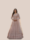 Albion Women’s Dusty Pink Luxury Embroidered Party & Wedding Wear Lehenga Set