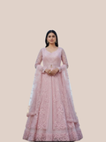 Albion Women’s Baby Pink Luxury Embroidered Party & Wedding Wear Lehenga Set