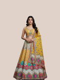 Albion Women’s Yellow Multicolor Printed Designer Party & Festive Wear Lehenga Set with Dupatta