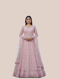 Albion Women’s Baby Pink Luxury Embroidered Party & Wedding Wear Lehenga Set with Dupatta