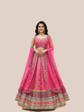 Albion Women’s Rani Pink Multicolor Printed Designer Party & Festive Wear Lehenga Set with Dupatta