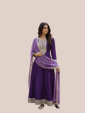 Albion Women’s Royal Purple Embroidered Anarkali Suit with Dupatta