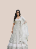 Albion Women’s Ivory White Luxury Embroidered Party & Wedding Wear Lehenga Set with Dupatta