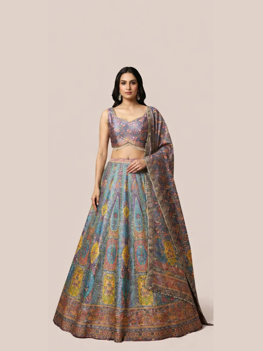 Albion Women’s Multicolor Printed Designer Party & Festive Wear Lehenga Set with Dupatta