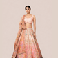 Albion Women’s Peach Multicolor Printed Designer Festive & Mehendi Wear Lehenga Set with Dupatta