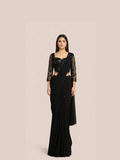 Albion Women’s Black Sequin Designer Party Wear Saree with Embellished Blouse