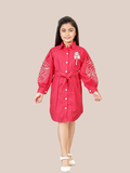 Albion Premium Girls Pink Shirt Dress with Belt