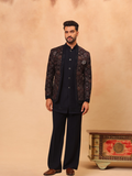 ALBION Men’s Ethnic Indo Western Suit – Classic Designer Wear-Dark Navy