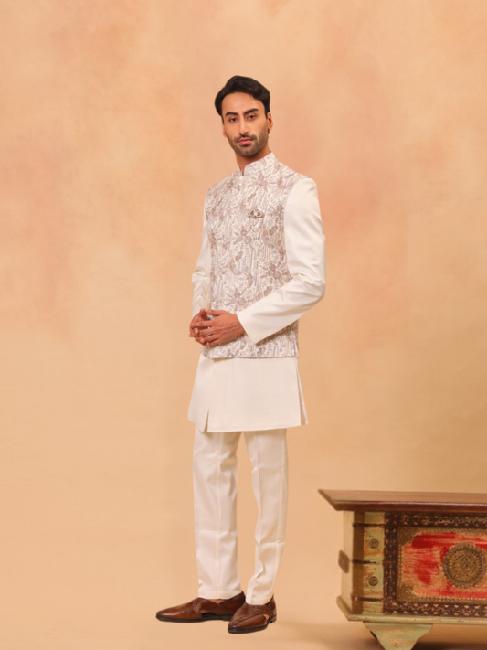 ALBION Indo Western Suit – Men’s Designer Wear-OFF WHITE