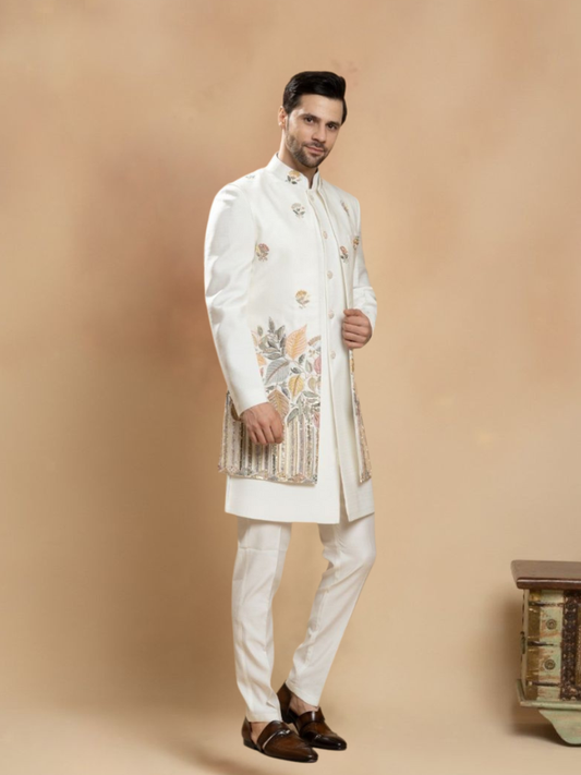 ALBION Indo Western Suit – Men’s Designer Wear-CREAM