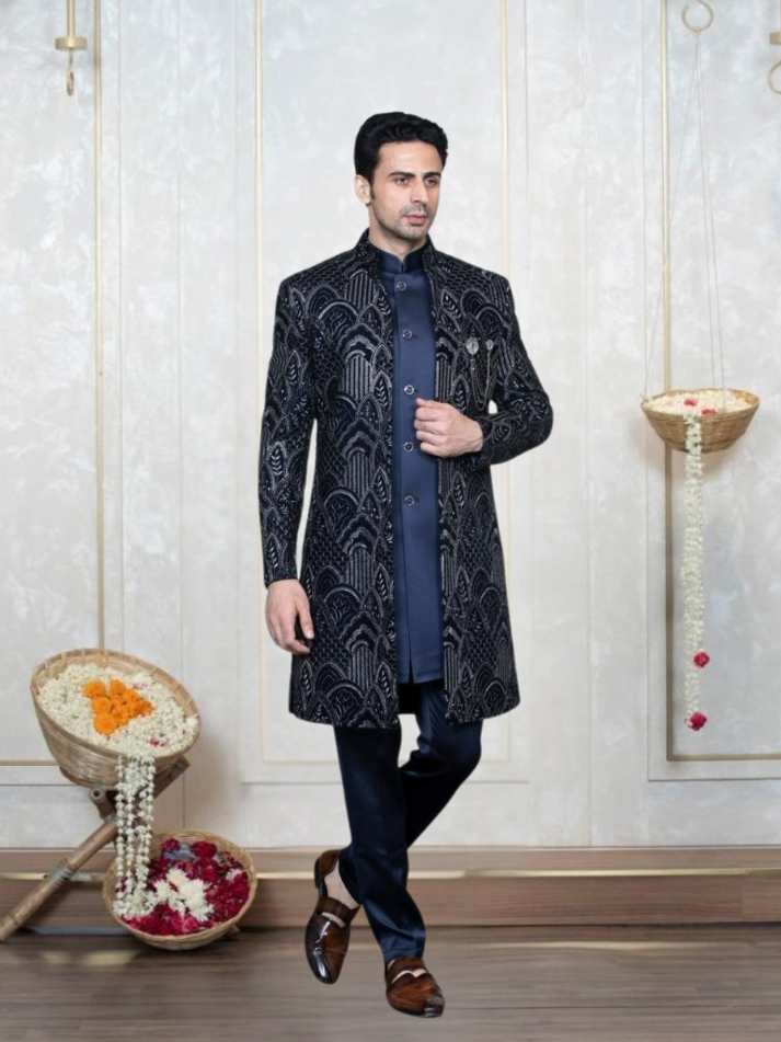 Albion Men’s Stylish Indo-Western Ethnic Suit with Contemporary Design