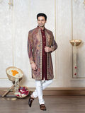 ALBION Designer Indo Western Suit – Men’s Wedding Wear-mehroon