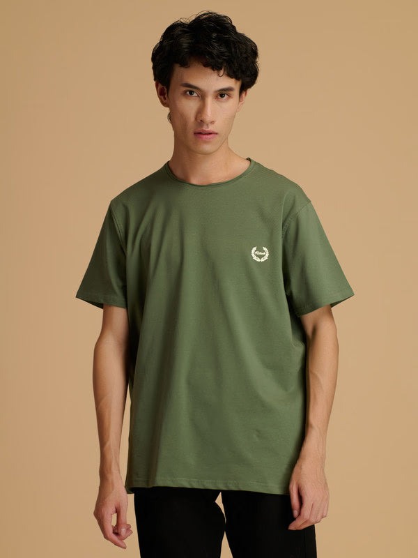 Albion Premium Men's Green T-Shirt – Stylish Regular Fit Casual Cotton T-Shirt for Men