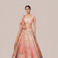 Albion Women’s Peach Multicolor Printed Designer Festive & Mehendi Wear Lehenga Set with Dupatta