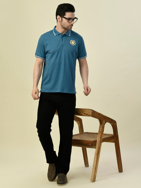 ALBION PREMIUM CYAN TEL MENS T-SHIRT